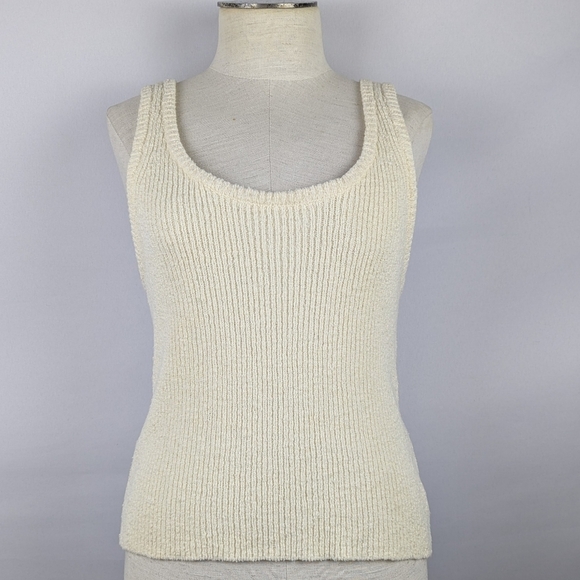 Rails Tops - Rails Albie Tank Scoop Neck Linen Cotton Blend Textured Rib Knit Ivory M NWT